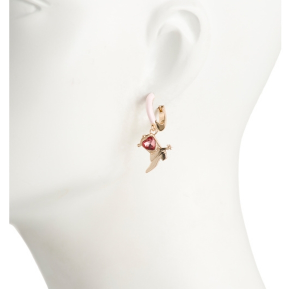 Betsey Johnson Cowboy Boot Enamel Huggie Hoop Earrings - Picture 3 of 5